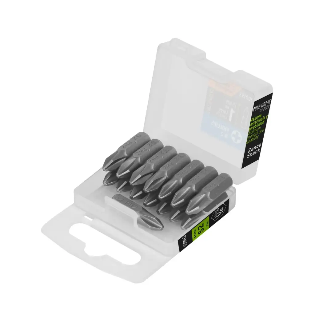 [100193] Estuche con 15 puntas de cruz PH2 largo 1", Truper Expert