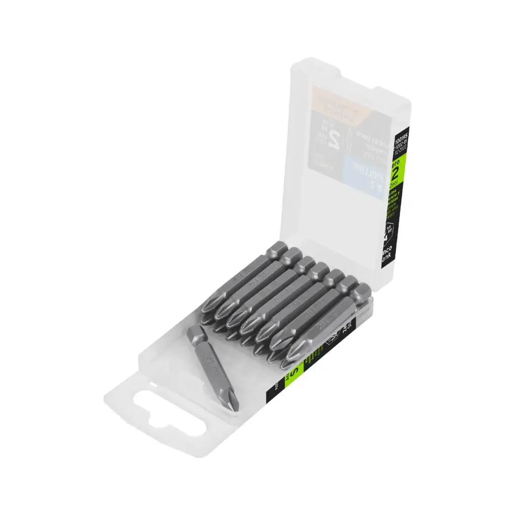 [100195] Estuche con 15 puntas de cruz PH2 largo 2", Truper Expert