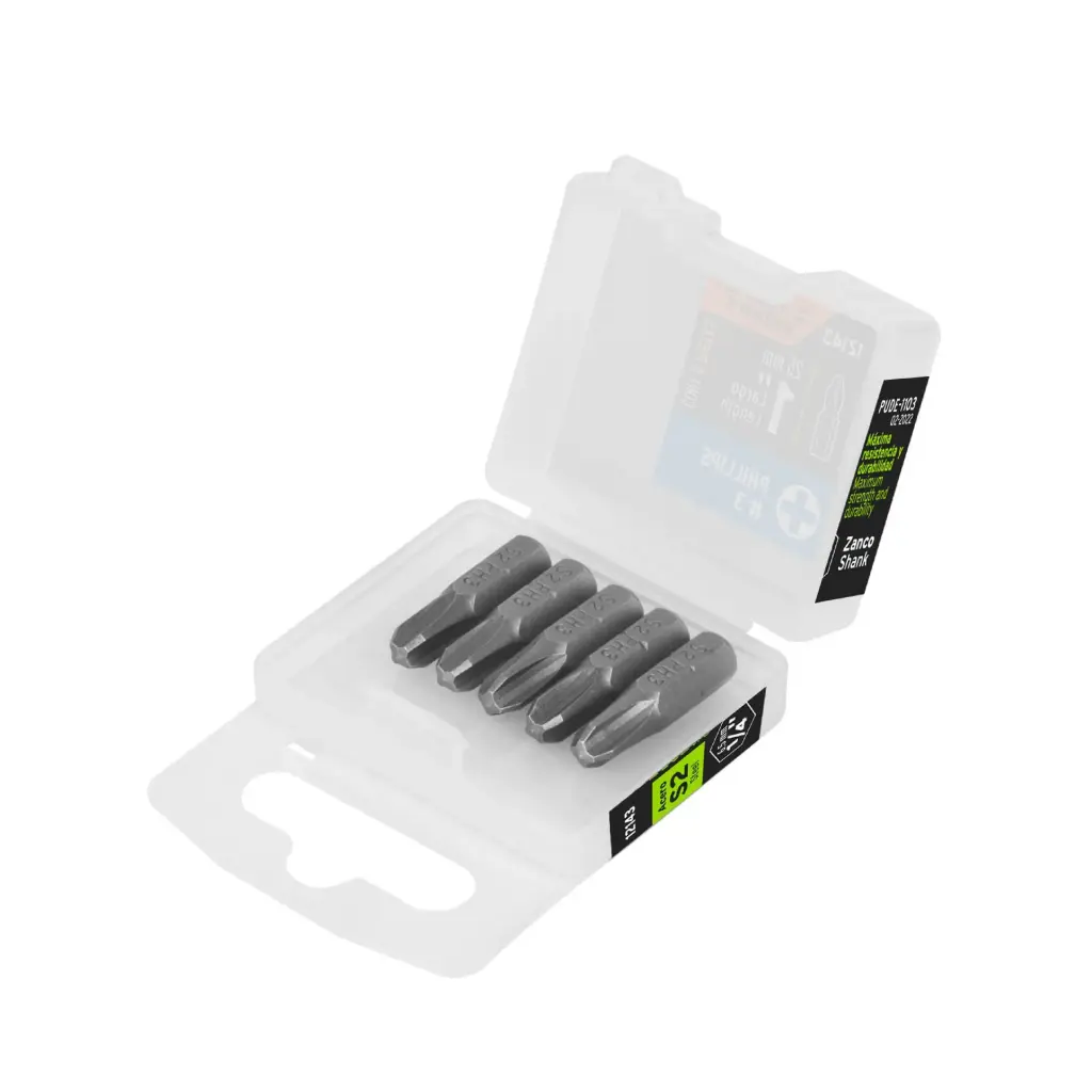 [12143] Estuche con 5 puntas de cruz PH3 largo 1", Truper Expert