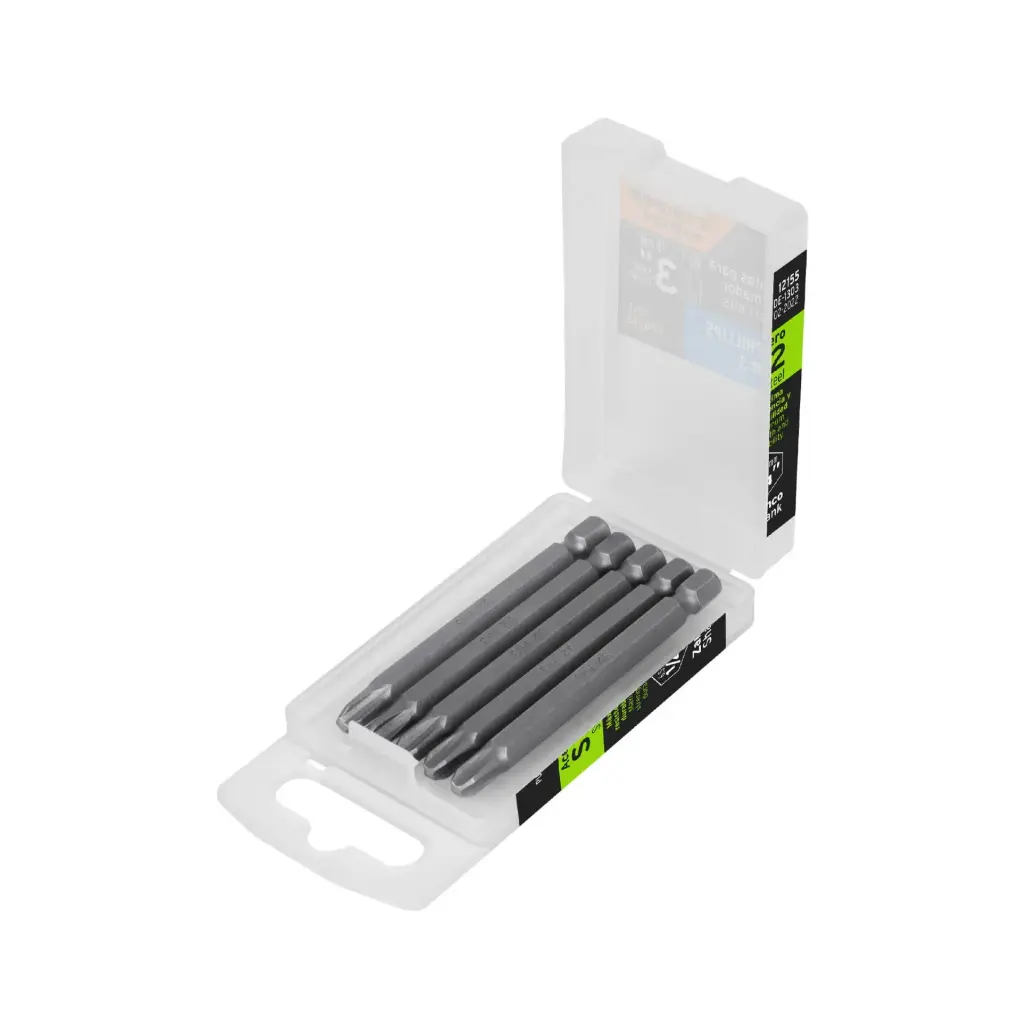[12155] Estuche con 5 puntas de cruz PH3 largo 3", Truper Expert