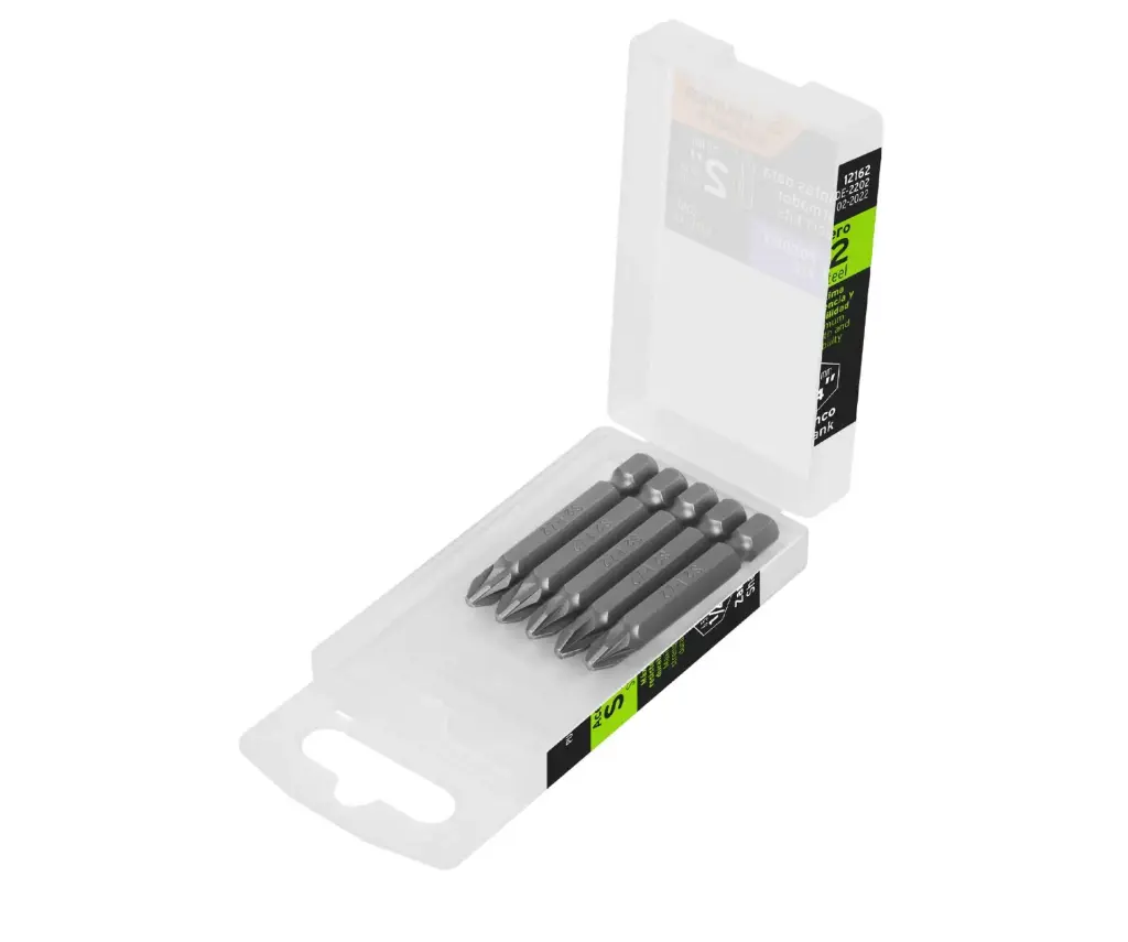 Estuche con 5 puntas pozidriv PZ2 largo 2", Truper Expert