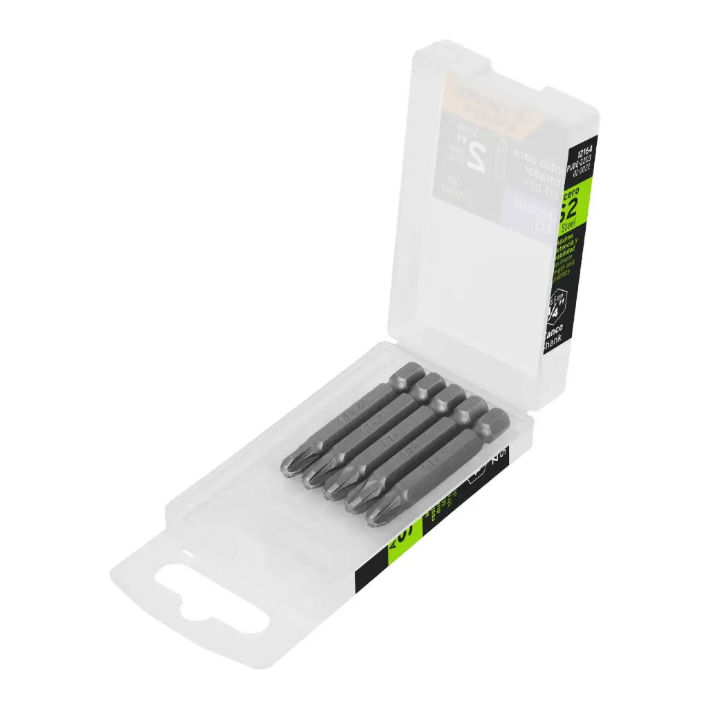 [12164] Estuche con 5 puntas pozidriv PZ3 largo 2", Truper Expert