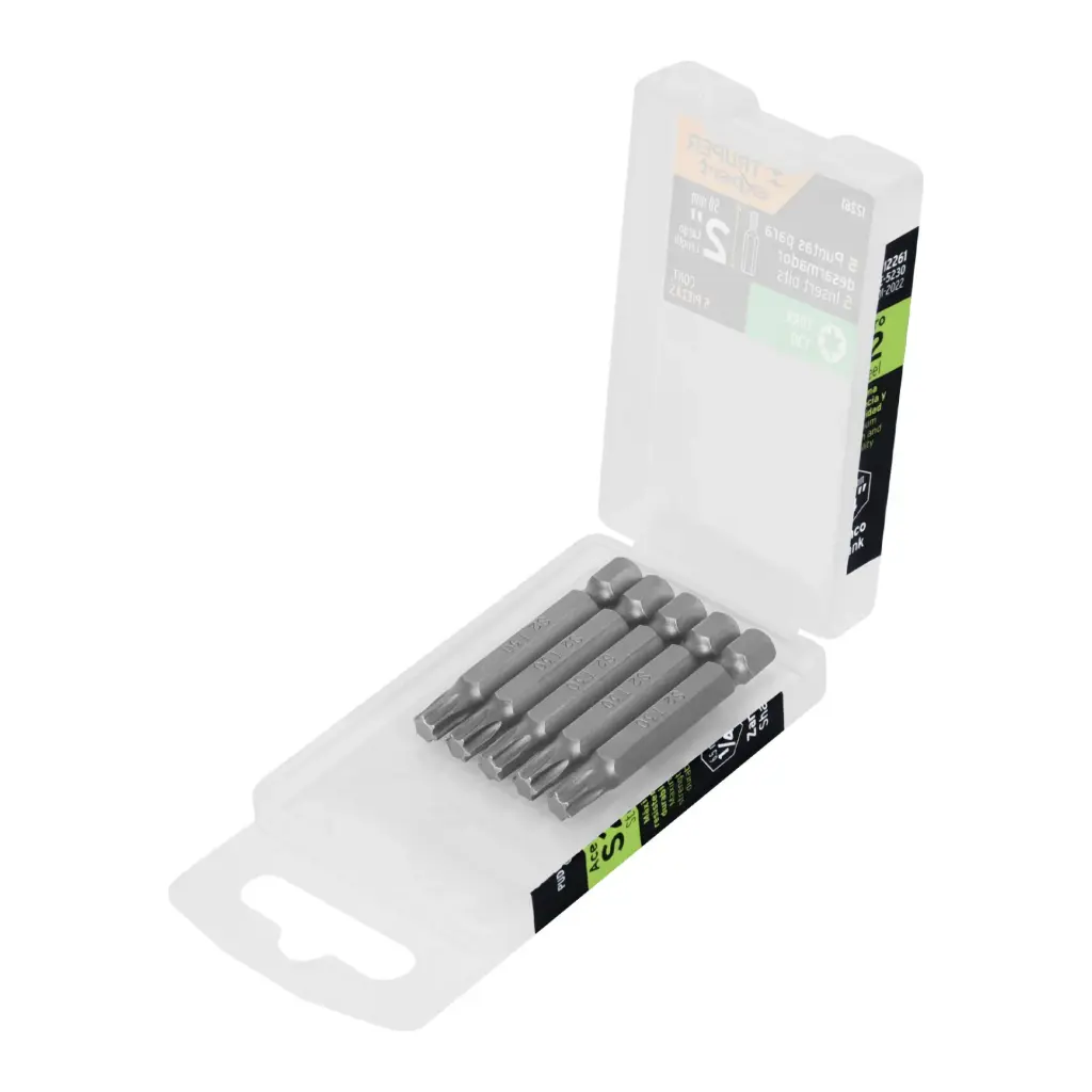 [12261] Estuche con 5 puntas torx T30 largo 2", Truper Expert