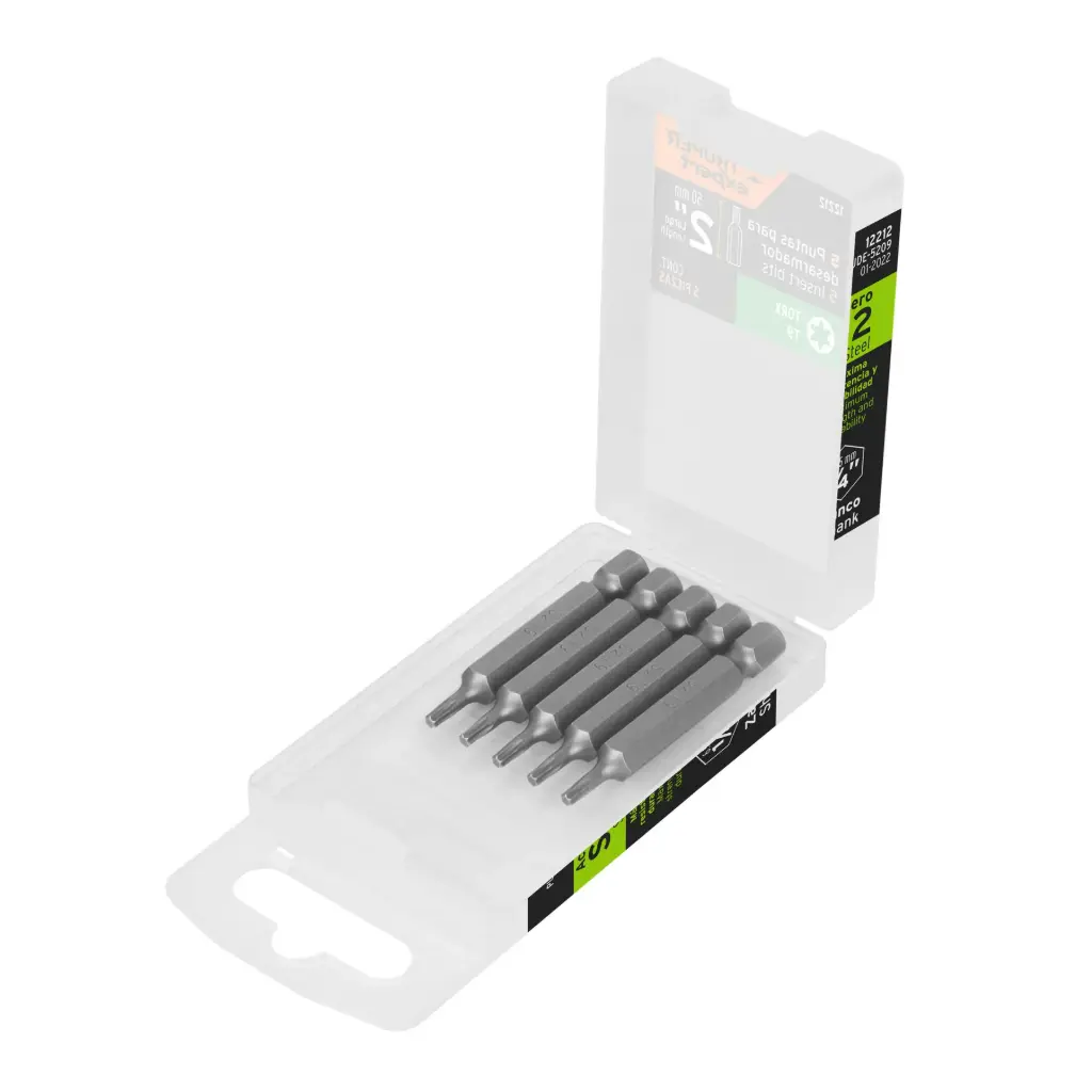 [12212] Estuche con 5 puntas torx T9 largo 2", Truper Expert