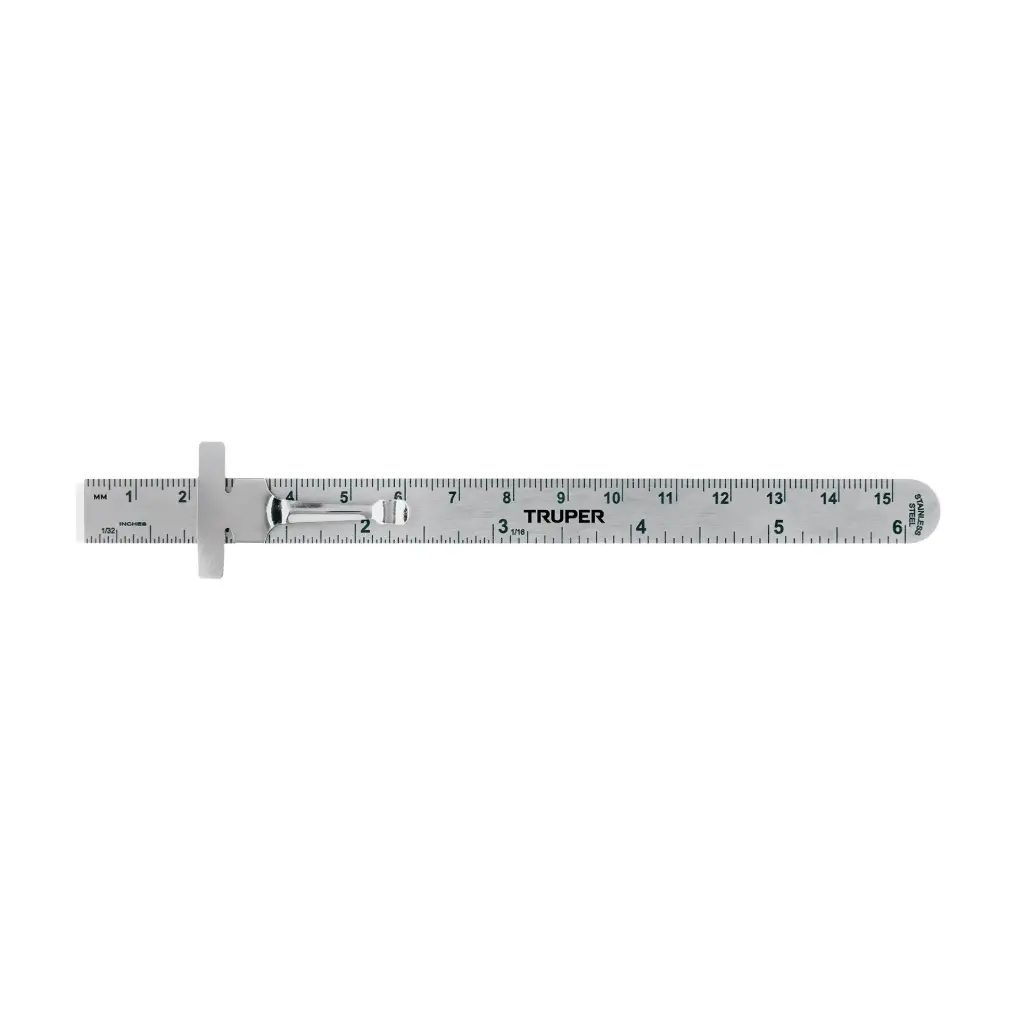 Regla de acero inoxidable de bolsillo, 15 cm, Truper