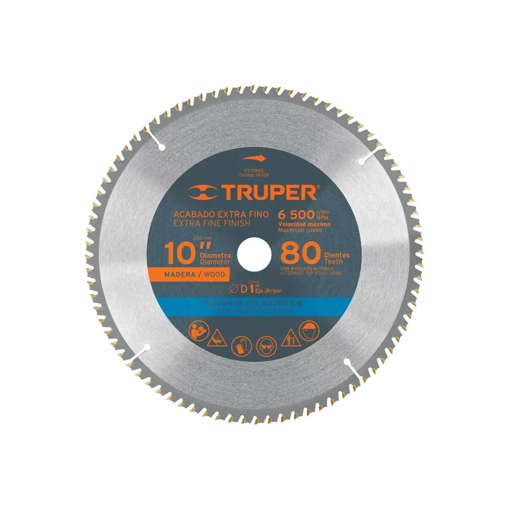 [18309] Sierra circular 10" para madera, 80 dientes centro 1", Truper