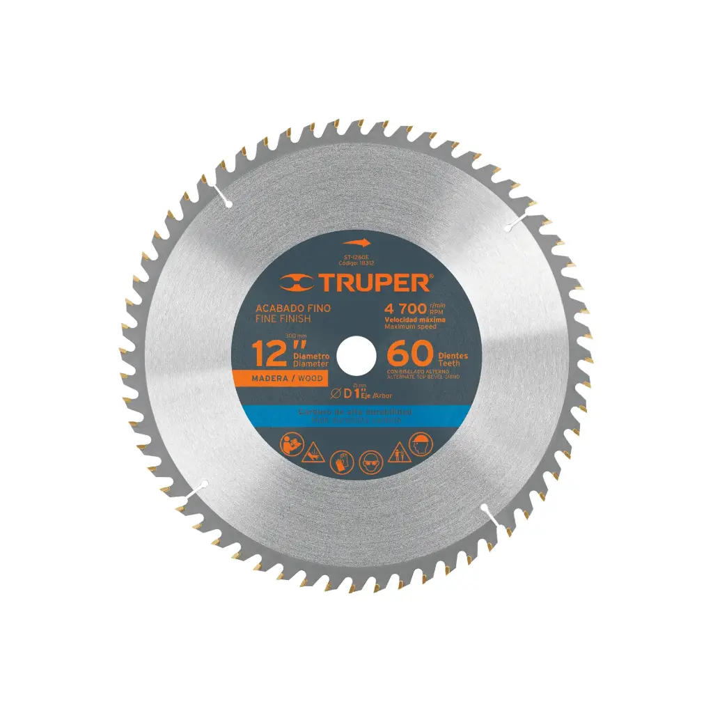 [18312] Sierra circular 12" para madera, 60 dientes centro 1", Truper