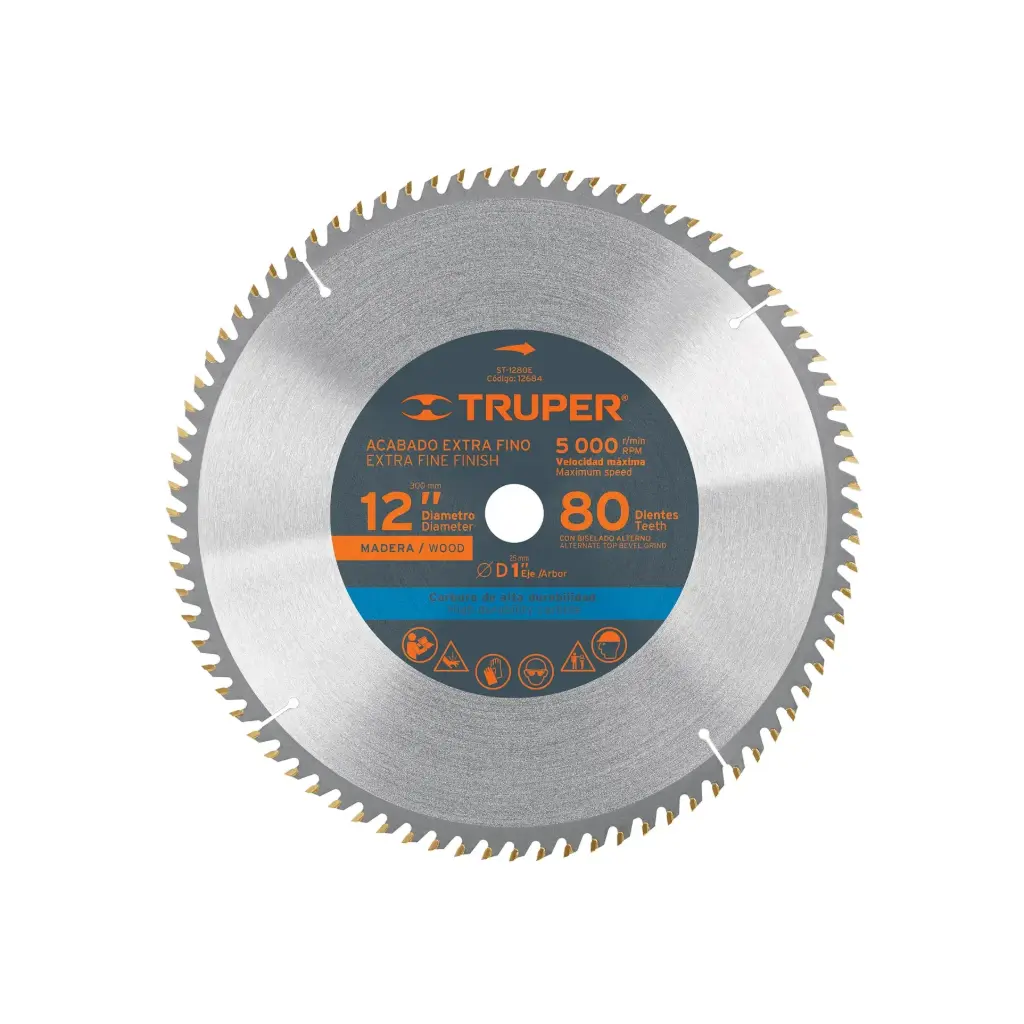 [12684] Sierra circular 12" para madera, 80 dientes centro 1", Truper