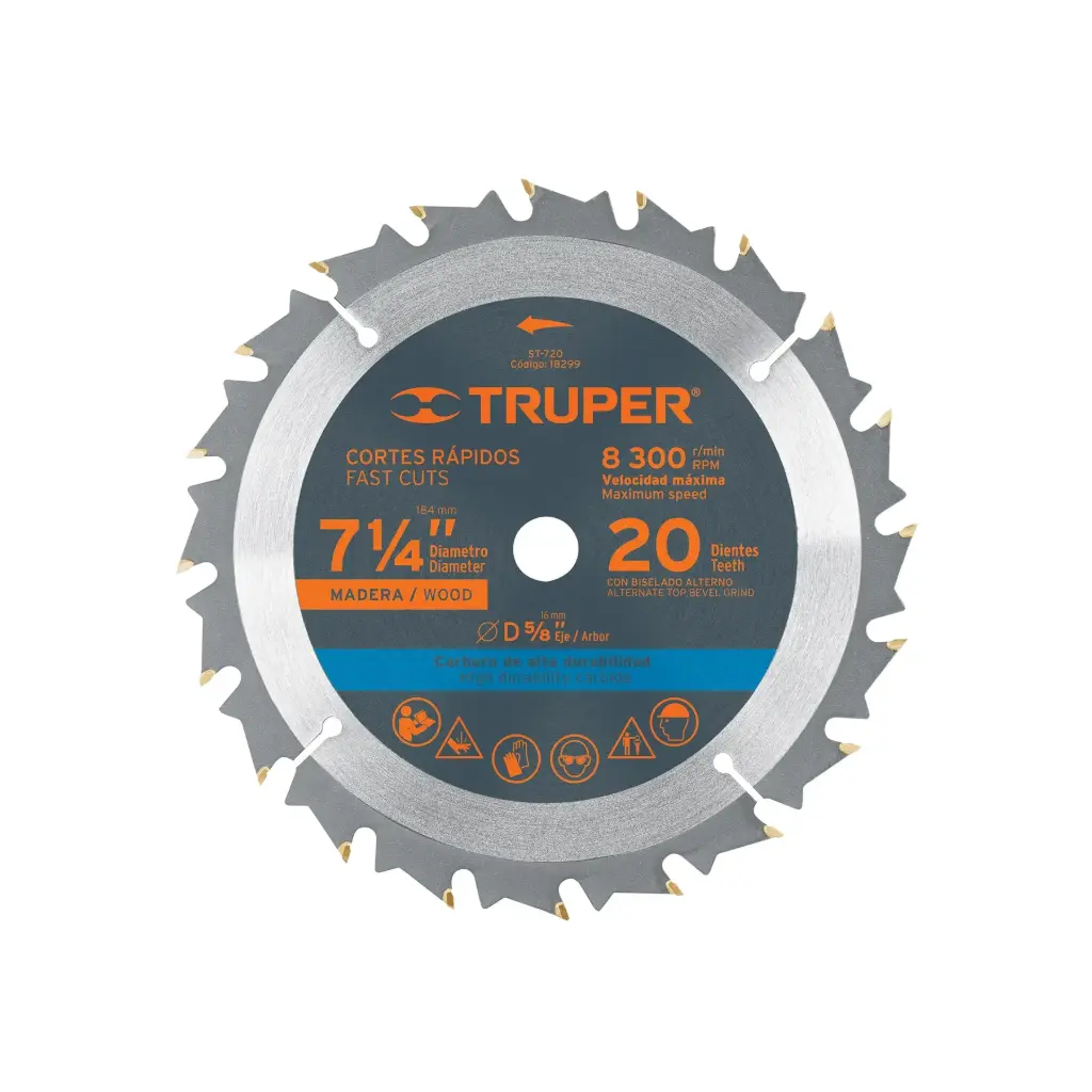 [18299] Sierra circular 7- 1/4" para madera, 20 dientes centro 5/8"