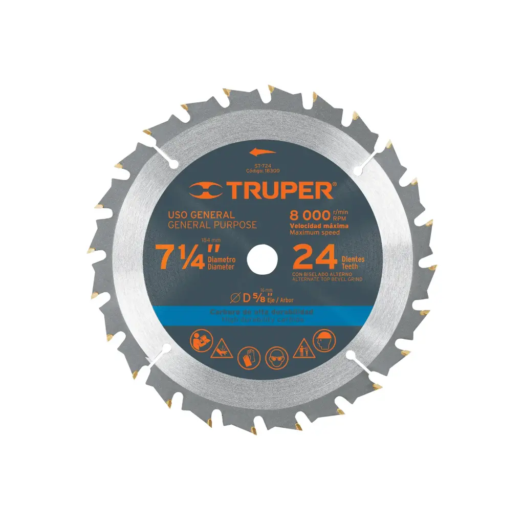 [18300] Sierra circular 7- 1/4" para madera, 24 dientes centro 5/8"