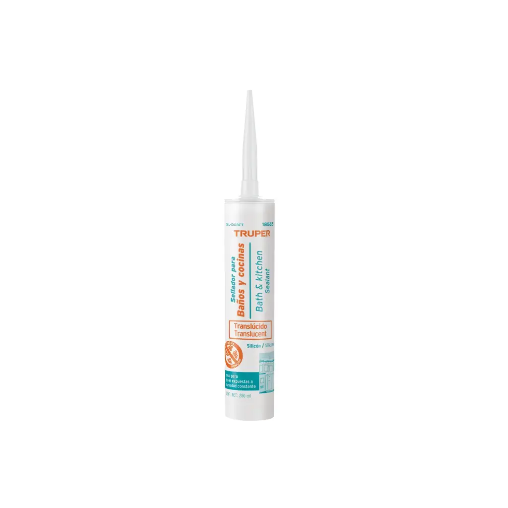 [18565] Silicona translúcida para baños y cocinas, 250 ml, Truper