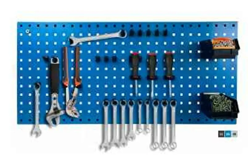 [FBL122051 04] Tablero perforado azul 98.8x1.3x45.6h cm incluye set de ganchos, Storage Compat