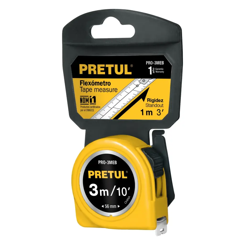 [21605] Wincha amarilla 3 m cinta 13 mm, en tarjeta, Pretul