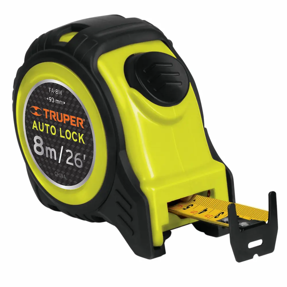 [10749] Wincha Auto-Lock contra impactos 8 m cinta 25 mm, Truper