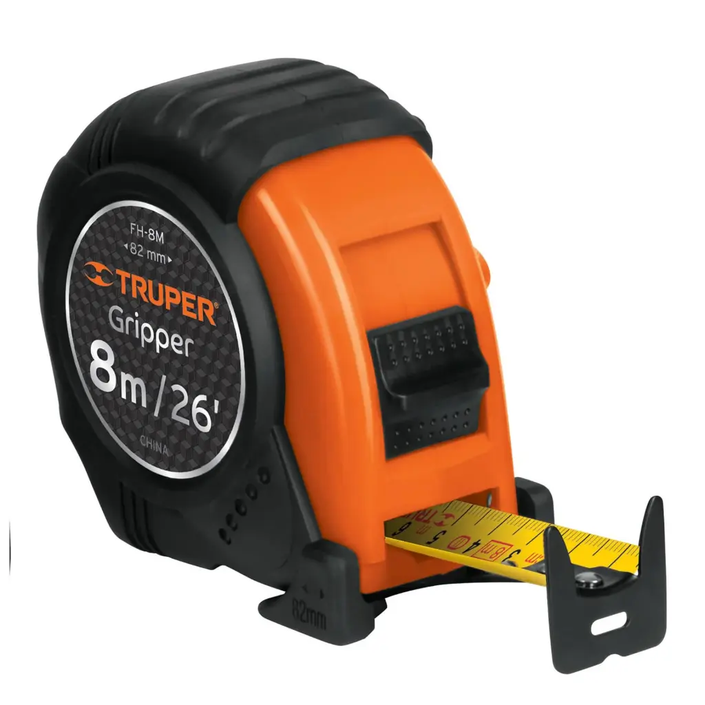 [14579] Wincha Gripper contra impactos 8 m cinta 25 mm, Truper