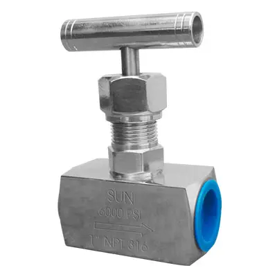 Válvula aguja Inoxidable 316 (CP8M) rosca NPT H/H X 6000 Wog Mango tipo T tipo industrial Sun 1/2"