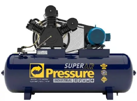 Compresor de pistón 5 HP, 25 cfm, tanque 112 galones / 425 L , voltaje 220/380 V, etapa 3, Pressure