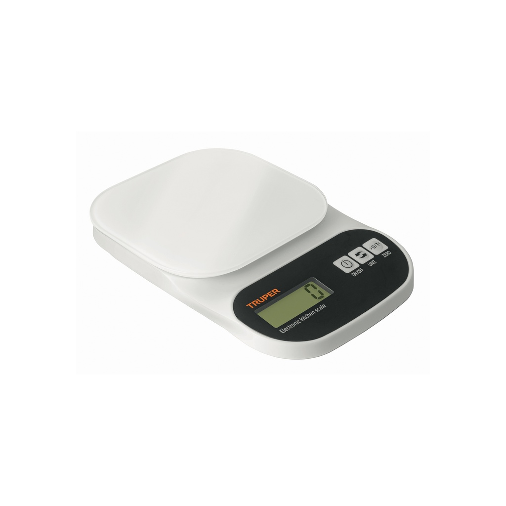 Báscula digital para cocina, 5 kg, plato de vidrio, Truper