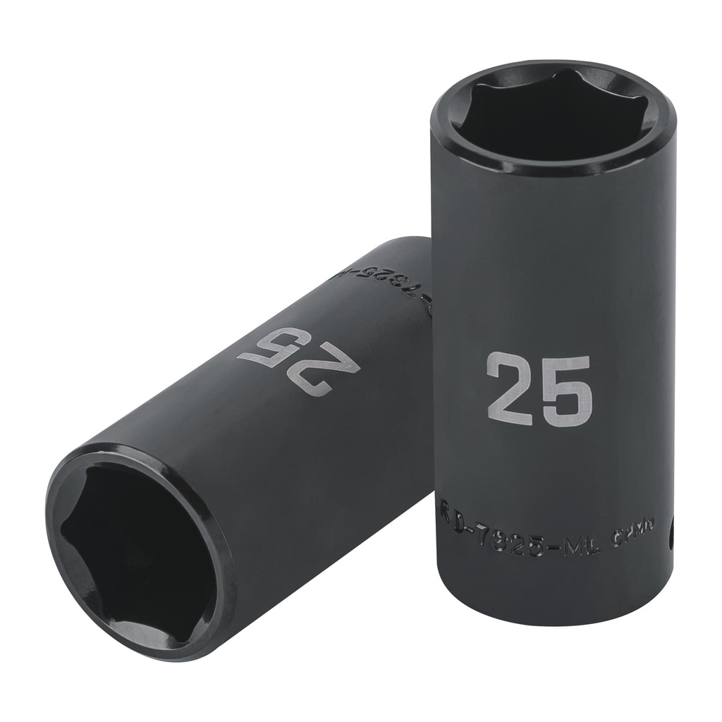 Dado largo de impacto de 25mm, 6 puntas, cuadro 1/2", Truper