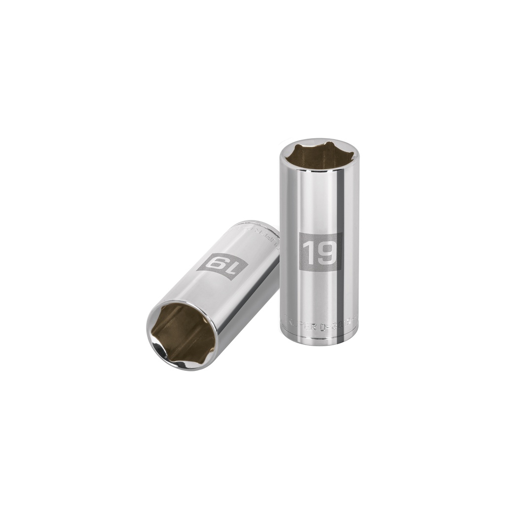 Dado tubulares hexagonales en mm E 3/8" - 19mm, Truper