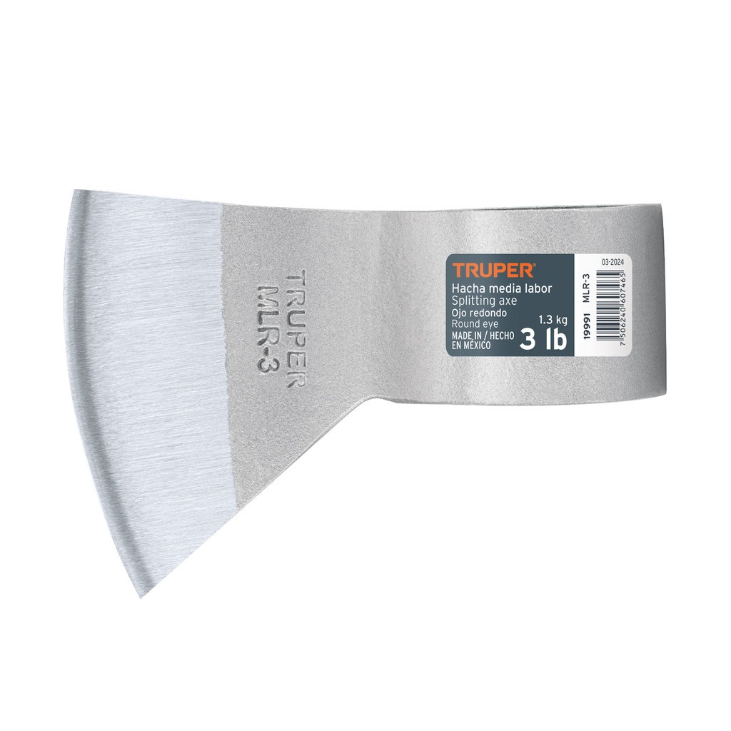 Hachas media labor, ojo redondo, cabeza 3 lb, Truper
