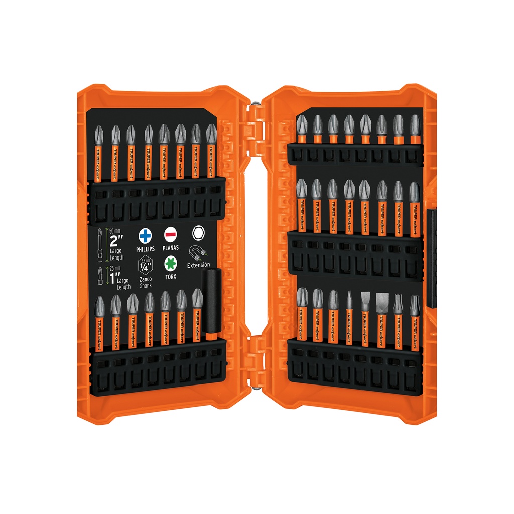 Jgo de 40 puntas de Impacto p/desarmador, Truper