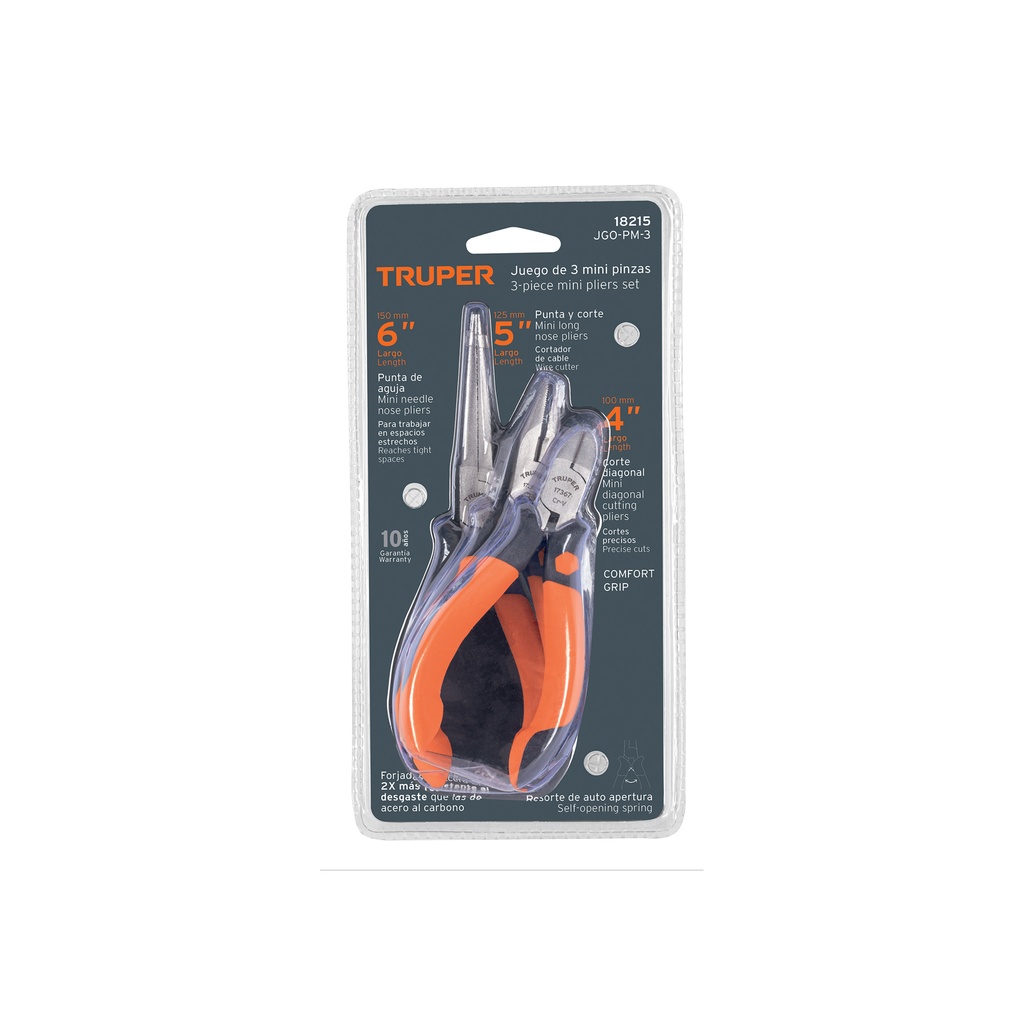 Juego de 3 alicates miniatura, comfort grip , Truper