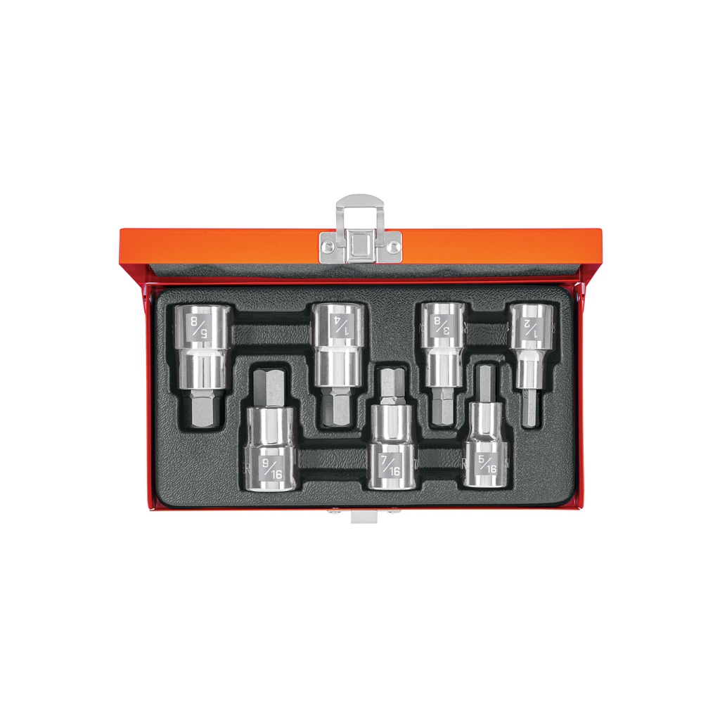 Juego de 7 dados en pulgadas punta hexagonal, Truper