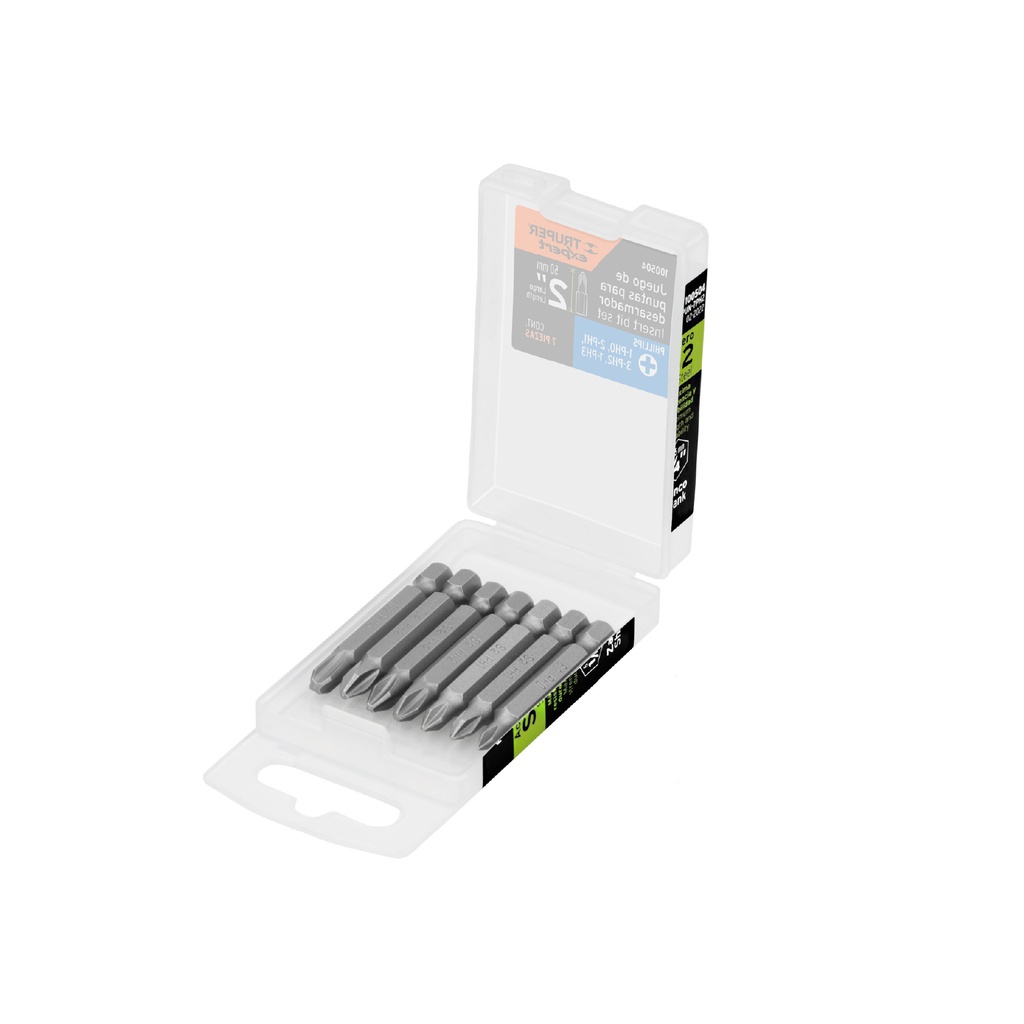 Juego de puntas Phillips combinadas, 2", 7 piezas, Truper