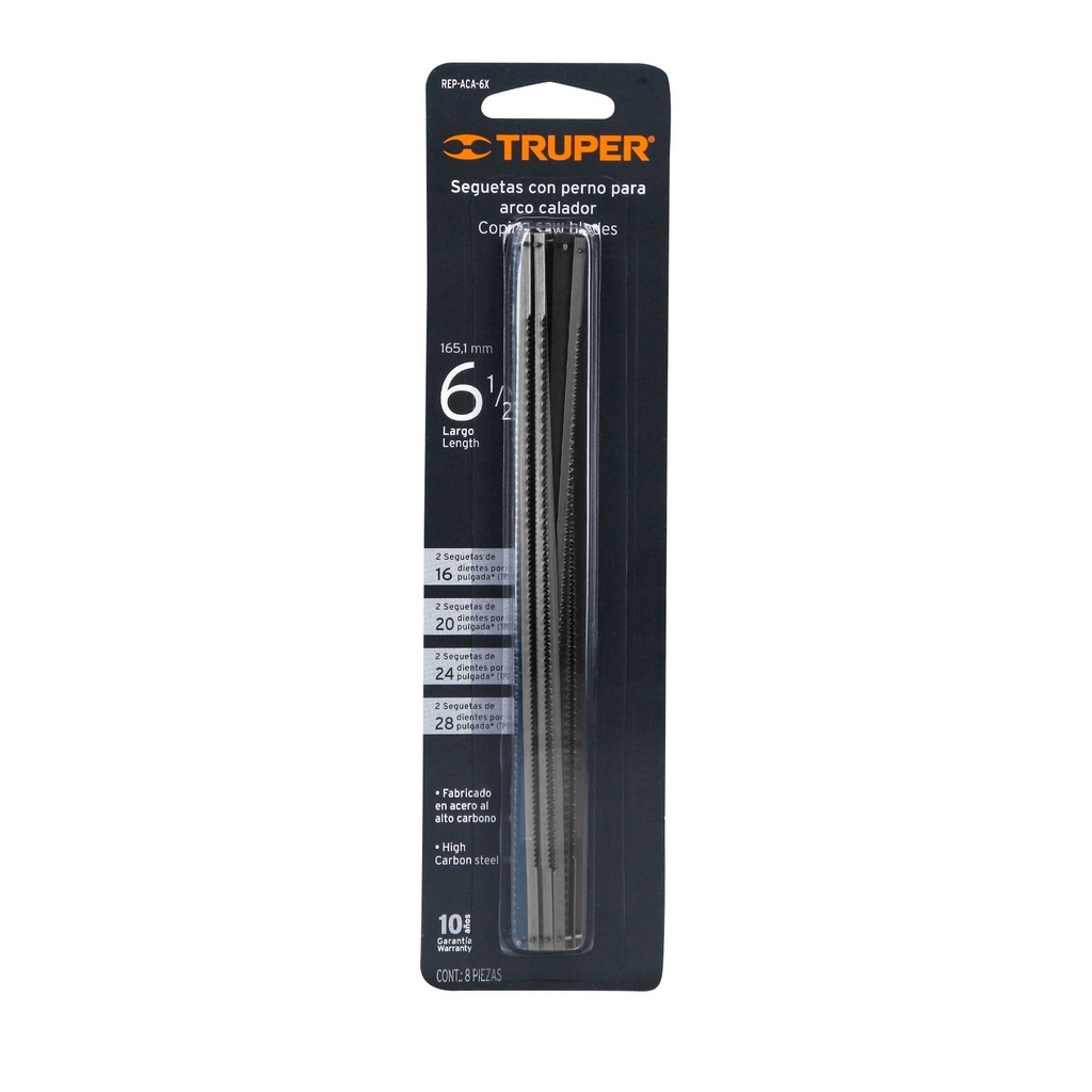 Kit 8 sierras para arco calador 6 1/2", Truper