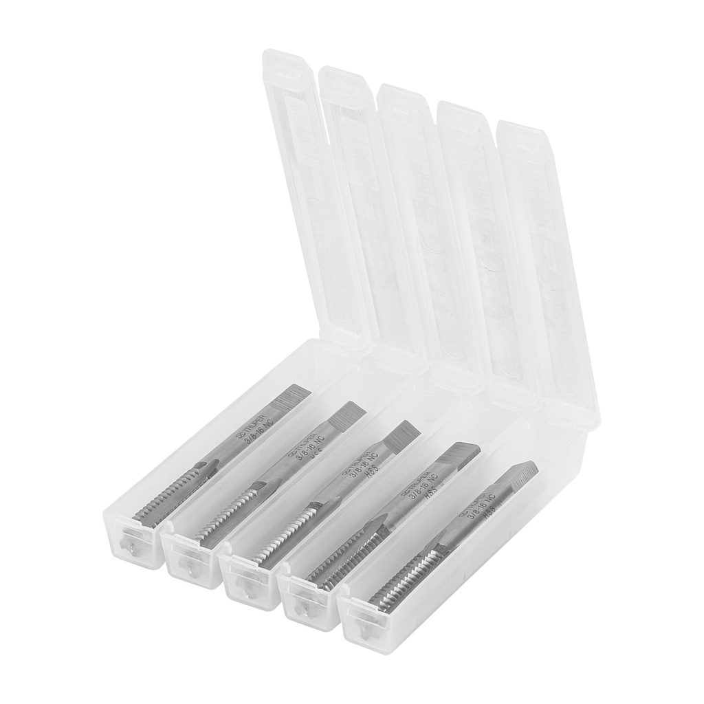 Macho semiconico, estuche 5 piezas, 3/8" x 16, Truper