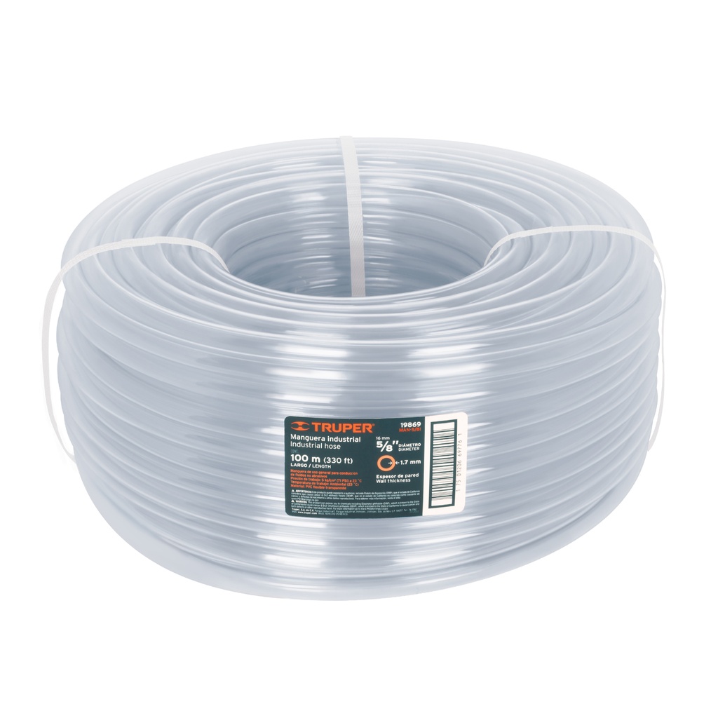 Manguera industrial rollo de 100m , diametro 5/8", Truper