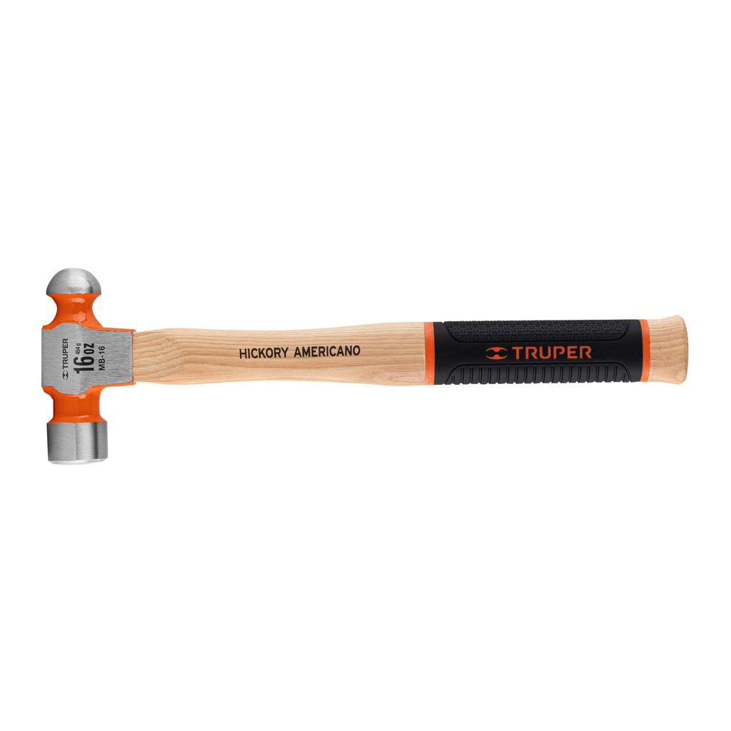 Martillo pulido de bola, mango de hickory americano 16oz, Truper