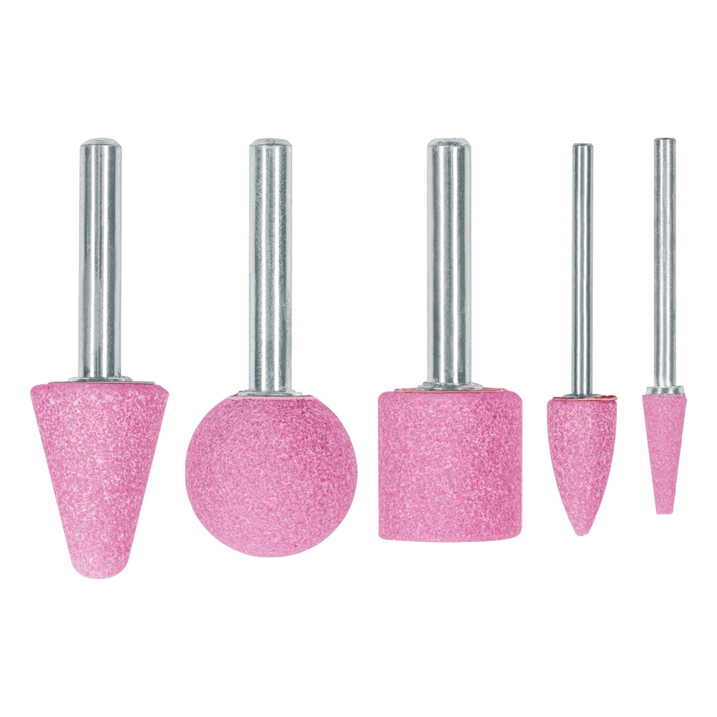 Juego de 5 piedras montadas zanco 1/4" y 1/8",uso general, Truper