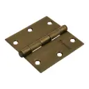 Bisagra cuadrada 3-1/2", acero latonado antiguo, plana, Hermex