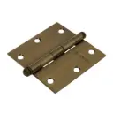Bisagra cuadrada 3-1/2", acero latonado antiguo, redonda, Hermex