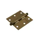 Bisagra cuadrada 3", acero latonado antiguo, redonda, Hermex