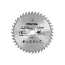 Sierra circular 10" para madera, 40 dientes centro 1", Pretul